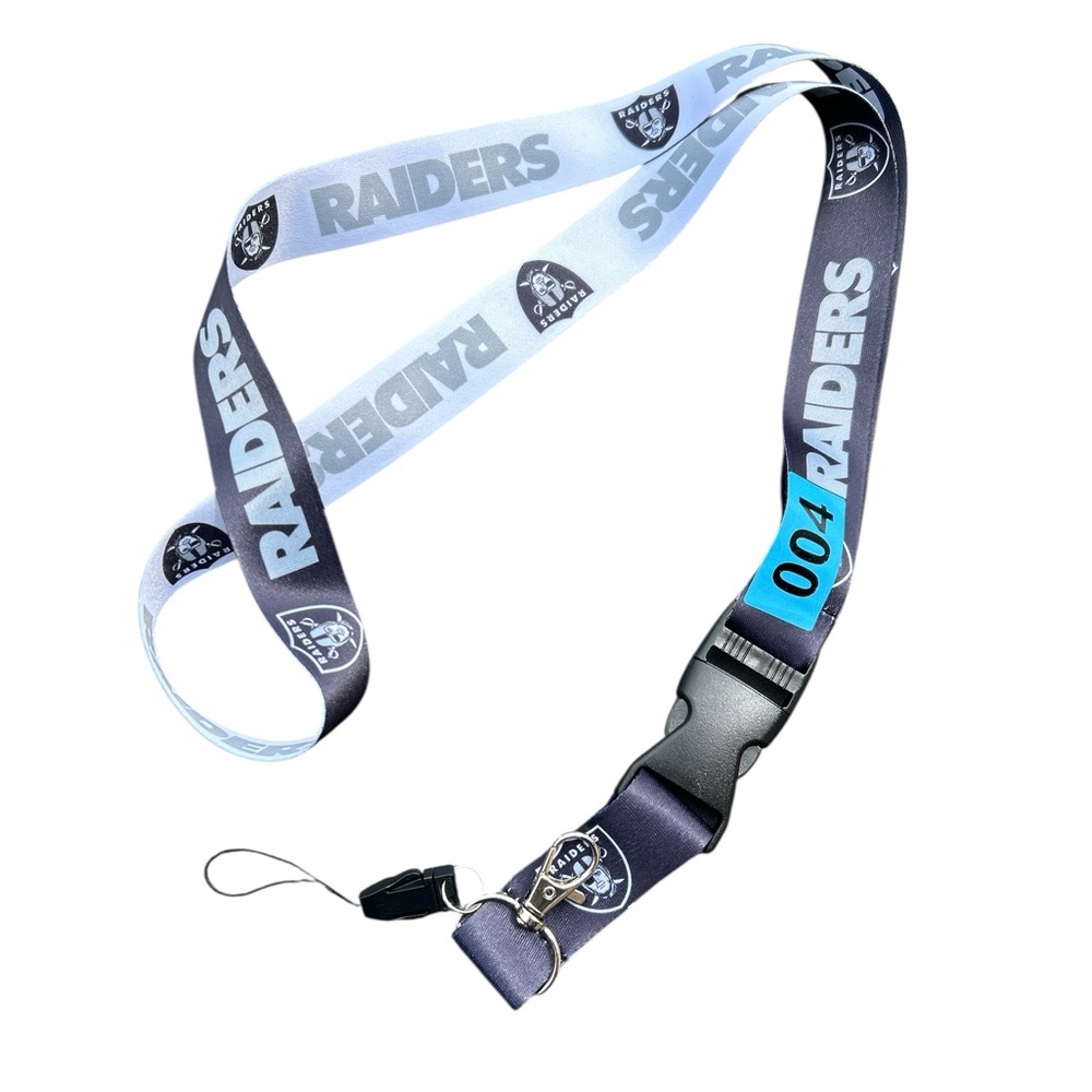Raiders Lanyard with Detachable Buckle - Black & Silver